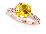 Rose gold Round Cut Solitaire Diamond with Pavé Band and Four-Prong Setting_1