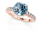 Rose gold Round Cut Solitaire Diamond with Pavé Band and Four-Prong Setting_1
