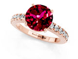 Rose gold Round Cut Solitaire Diamond with Pavé Band and Four-Prong Setting_1