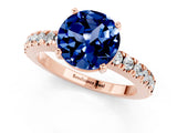 Rose gold Round Cut Solitaire Diamond with Pavé Band and Four-Prong Setting_1