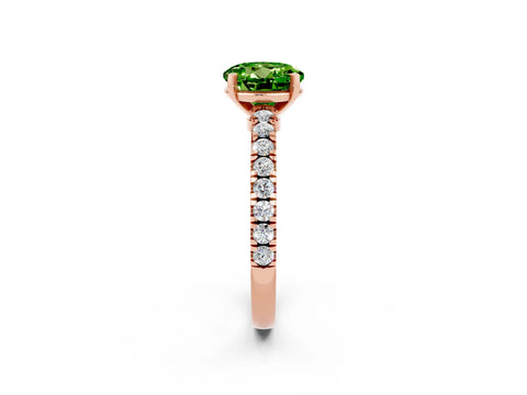 Rose gold Round Cut Solitaire Diamond with Pavé Band and Four-Prong Setting_2