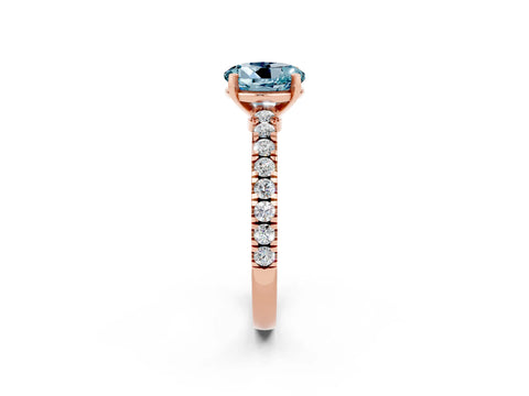 Rose gold Round Cut Solitaire Diamond with Pavé Band and Four-Prong Setting_2