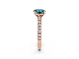 Rose gold Round Cut Solitaire Diamond with Pavé Band and Four-Prong Setting_2