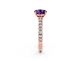Rose gold Round Cut Solitaire Diamond with Pavé Band and Four-Prong Setting_2