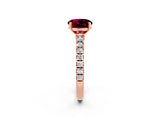 Rose gold Round Cut Solitaire Diamond with Pavé Band and Four-Prong Setting_2