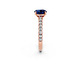 Rose gold Round Cut Solitaire Diamond with Pavé Band and Four-Prong Setting_2