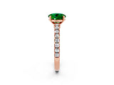 Rose gold Round Cut Solitaire Diamond with Pavé Band and Four-Prong Setting_2