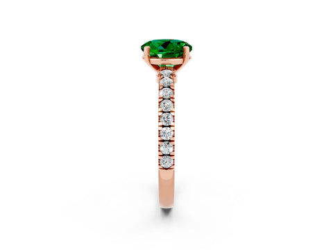 Rose gold Round Cut Solitaire Diamond with Pavé Band and Four-Prong Setting_2