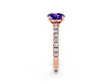 Rose gold Round Cut Solitaire Diamond with Pavé Band and Four-Prong Setting_2