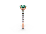 Rose gold Round Cut Solitaire Diamond with Pavé Band and Four-Prong Setting_2