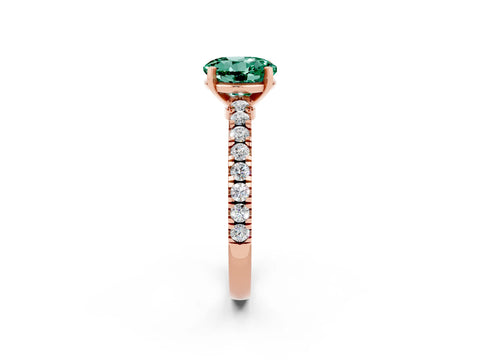 Rose gold Round Cut Solitaire Diamond with Pavé Band and Four-Prong Setting_2
