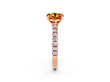 Rose gold Round Cut Solitaire Diamond with Pavé Band and Four-Prong Setting_2