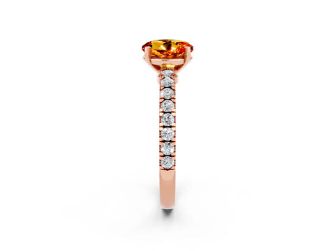 Rose gold Round Cut Solitaire Diamond with Pavé Band and Four-Prong Setting_2