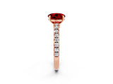 Rose gold Round Cut Solitaire Diamond with Pavé Band and Four-Prong Setting_2