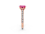 Rose gold Round Cut Solitaire Diamond with Pavé Band and Four-Prong Setting_2