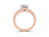 Rose gold Round Cut Solitaire Diamond with Pavé Band and Four-Prong Setting_3