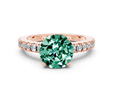 Rose gold Round Cut Solitaire Diamond with Pavé Band and Four-Prong Setting