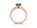 Rose gold Round Cut Solitaire Diamond with Pavé Band and Four-Prong Setting_3