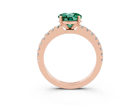 Rose gold Round Cut Solitaire Diamond with Pavé Band and Four-Prong Setting_3