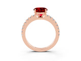 Rose gold Round Cut Solitaire Diamond with Pavé Band and Four-Prong Setting_3