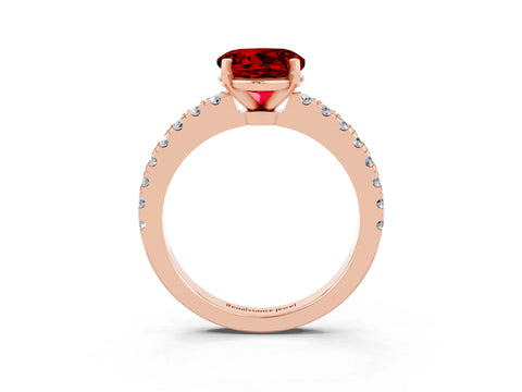 Rose gold Round Cut Solitaire Diamond with Pavé Band and Four-Prong Setting_3