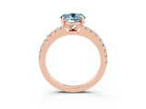 Rose gold Round Cut Solitaire Diamond with Pavé Band and Four-Prong Setting_3
