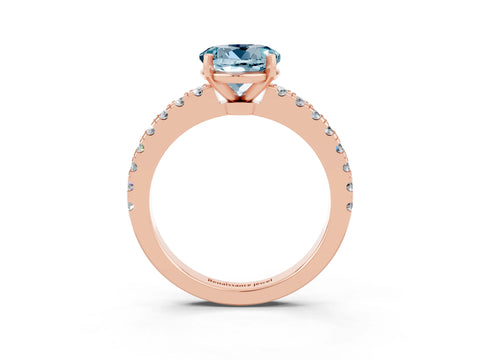 Rose gold Round Cut Solitaire Diamond with Pavé Band and Four-Prong Setting_3