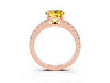 Rose gold Round Cut Solitaire Diamond with Pavé Band and Four-Prong Setting_3