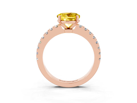 Rose gold Round Cut Solitaire Diamond with Pavé Band and Four-Prong Setting_3