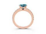 Rose gold Round Cut Solitaire Diamond with Pavé Band and Four-Prong Setting_3