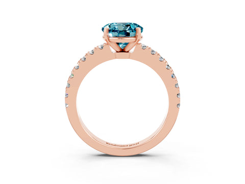 Rose gold Round Cut Solitaire Diamond with Pavé Band and Four-Prong Setting_3