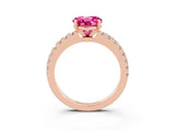 Rose gold Round Cut Solitaire Diamond with Pavé Band and Four-Prong Setting_3