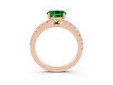 Rose gold Round Cut Solitaire Diamond with Pavé Band and Four-Prong Setting_3