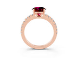 Rose gold Round Cut Solitaire Diamond with Pavé Band and Four-Prong Setting_3