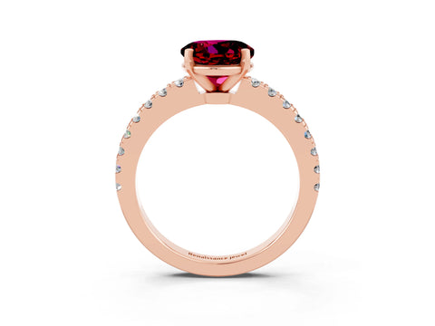 Rose gold Round Cut Solitaire Diamond with Pavé Band and Four-Prong Setting_3
