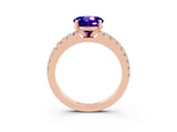 Rose gold Round Cut Solitaire Diamond with Pavé Band and Four-Prong Setting_3