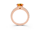 Rose gold Round Cut Solitaire Diamond with Pavé Band and Four-Prong Setting_3