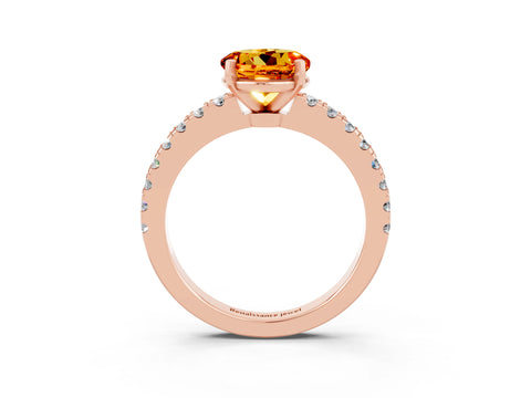 Rose gold Round Cut Solitaire Diamond with Pavé Band and Four-Prong Setting_3