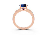 Rose gold Round Cut Solitaire Diamond with Pavé Band and Four-Prong Setting_3