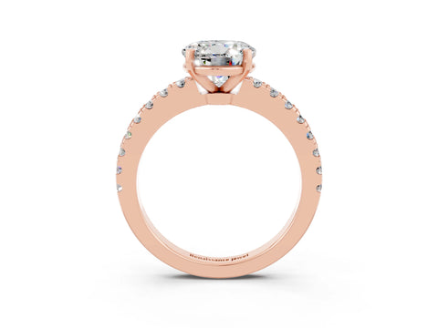Rose gold Round Cut Solitaire Diamond with Pavé Band and Four-Prong Setting_3