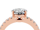 Rose gold Round Cut Solitaire Diamond with Pavé Band and Four-Prong Setting_4