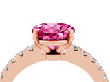 Rose gold Round Cut Solitaire Diamond with Pavé Band and Four-Prong Setting_4