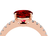 Rose gold Round Cut Solitaire Diamond with Pavé Band and Four-Prong Setting_4