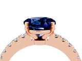 Rose gold Round Cut Solitaire Diamond with Pavé Band and Four-Prong Setting_4