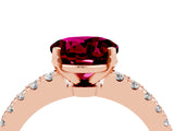 Rose gold Round Cut Solitaire Diamond with Pavé Band and Four-Prong Setting_4