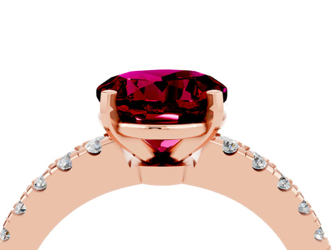Rose gold Round Cut Solitaire Diamond with Pavé Band and Four-Prong Setting_4