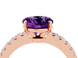 Rose gold Round Cut Solitaire Diamond with Pavé Band and Four-Prong Setting_4
