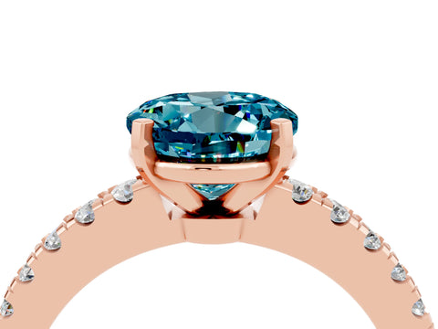 Rose gold Round Cut Solitaire Diamond with Pavé Band and Four-Prong Setting_4