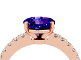 Rose gold Round Cut Solitaire Diamond with Pavé Band and Four-Prong Setting_4