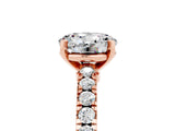 Rose gold Round Cut Solitaire Diamond with Pavé Band and Four-Prong Setting_5